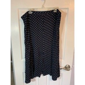 Banana Republic Navy Blue Skirt Polka Dot Shin Length Skirt Size XL